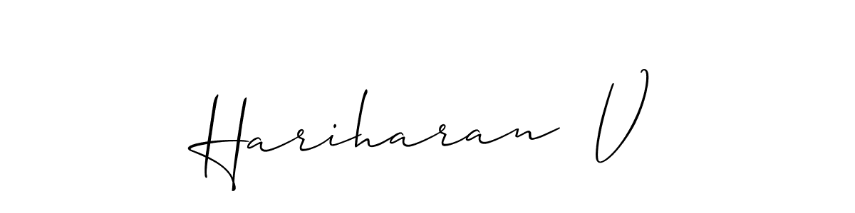 Create a beautiful signature design for name Hariharan  V. With this signature (Allison_Script) fonts, you can make a handwritten signature for free. Hariharan  V signature style 2 images and pictures png