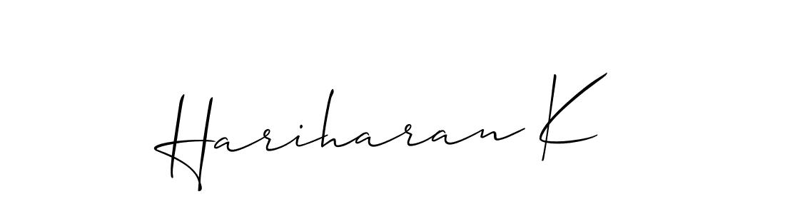 Allison_Script is a professional signature style that is perfect for those who want to add a touch of class to their signature. It is also a great choice for those who want to make their signature more unique. Get Hariharan K name to fancy signature for free. Hariharan K signature style 2 images and pictures png