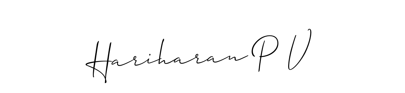 This is the best signature style for the Hariharan P V name. Also you like these signature font (Allison_Script). Mix name signature. Hariharan P V signature style 2 images and pictures png