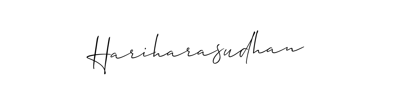 Use a signature maker to create a handwritten signature online. With this signature software, you can design (Allison_Script) your own signature for name Hariharasudhan. Hariharasudhan signature style 2 images and pictures png