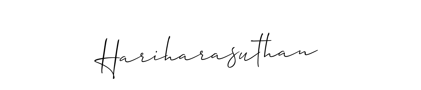 Similarly Allison_Script is the best handwritten signature design. Signature creator online .You can use it as an online autograph creator for name Hariharasuthan. Hariharasuthan signature style 2 images and pictures png