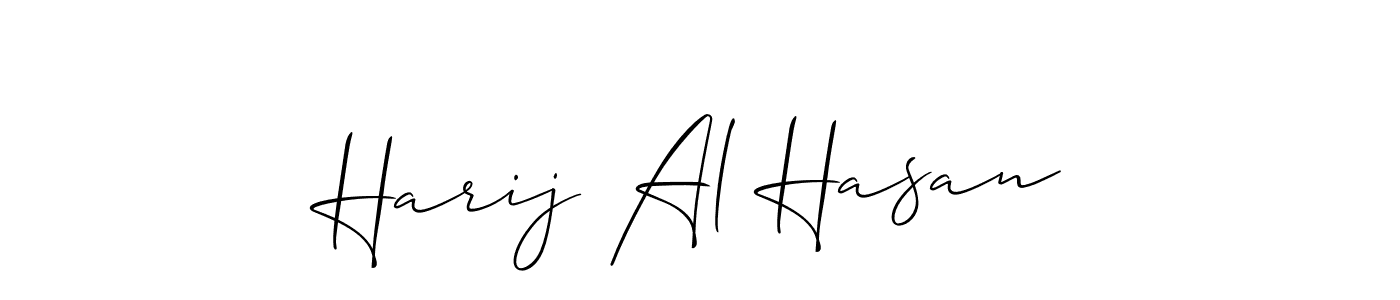 Make a beautiful signature design for name Harij Al Hasan. With this signature (Allison_Script) style, you can create a handwritten signature for free. Harij Al Hasan signature style 2 images and pictures png