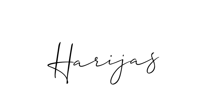 Use a signature maker to create a handwritten signature online. With this signature software, you can design (Allison_Script) your own signature for name Harijas. Harijas signature style 2 images and pictures png