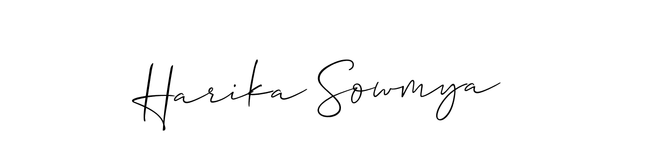 Use a signature maker to create a handwritten signature online. With this signature software, you can design (Allison_Script) your own signature for name Harika Sowmya. Harika Sowmya signature style 2 images and pictures png