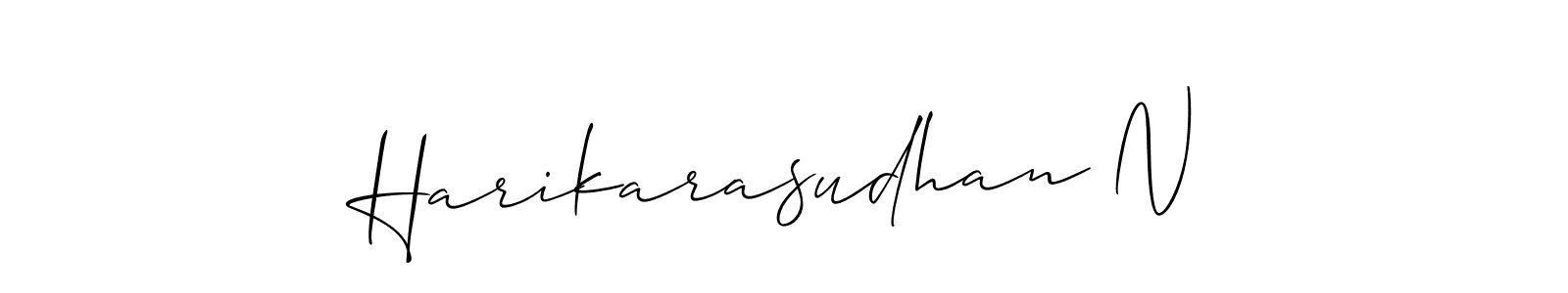 It looks lik you need a new signature style for name Harikarasudhan N. Design unique handwritten (Allison_Script) signature with our free signature maker in just a few clicks. Harikarasudhan N signature style 2 images and pictures png