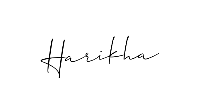 Also You can easily find your signature by using the search form. We will create Harikha name handwritten signature images for you free of cost using Allison_Script sign style. Harikha signature style 2 images and pictures png