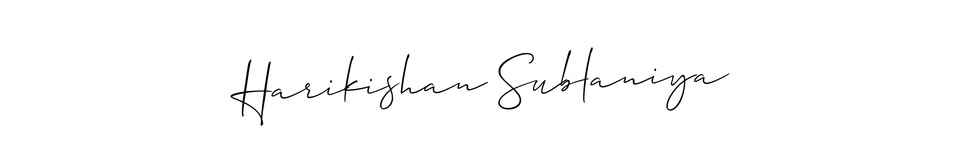Make a short Harikishan Sublaniya signature style. Manage your documents anywhere anytime using Allison_Script. Create and add eSignatures, submit forms, share and send files easily. Harikishan Sublaniya signature style 2 images and pictures png