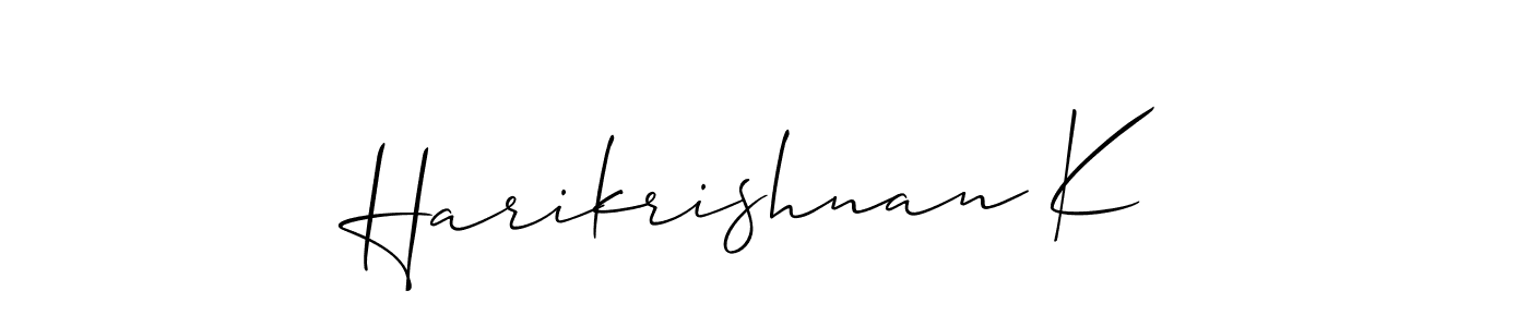 How to make Harikrishnan K signature? Allison_Script is a professional autograph style. Create handwritten signature for Harikrishnan K name. Harikrishnan K signature style 2 images and pictures png