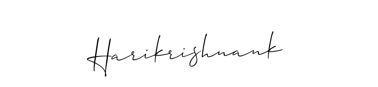 Make a beautiful signature design for name Harikrishnank. With this signature (Allison_Script) style, you can create a handwritten signature for free. Harikrishnank signature style 2 images and pictures png