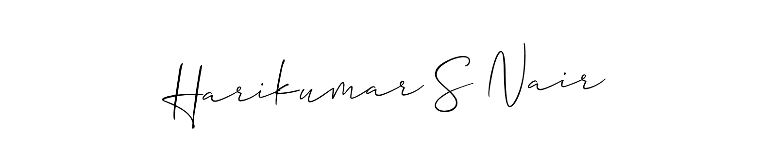 Make a short Harikumar S Nair signature style. Manage your documents anywhere anytime using Allison_Script. Create and add eSignatures, submit forms, share and send files easily. Harikumar S Nair signature style 2 images and pictures png