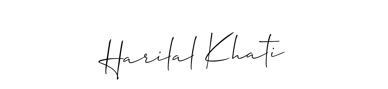 This is the best signature style for the Harilal Khati name. Also you like these signature font (Allison_Script). Mix name signature. Harilal Khati signature style 2 images and pictures png