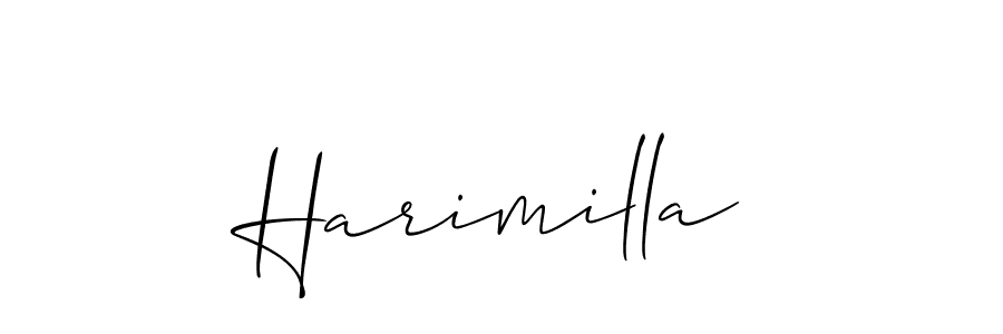 It looks lik you need a new signature style for name Harimilla. Design unique handwritten (Allison_Script) signature with our free signature maker in just a few clicks. Harimilla signature style 2 images and pictures png