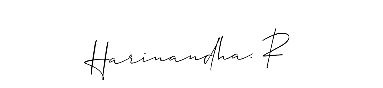 You should practise on your own different ways (Allison_Script) to write your name (Harinandha. R) in signature. don't let someone else do it for you. Harinandha. R signature style 2 images and pictures png