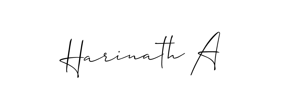 Design your own signature with our free online signature maker. With this signature software, you can create a handwritten (Allison_Script) signature for name Harinath A. Harinath A signature style 2 images and pictures png