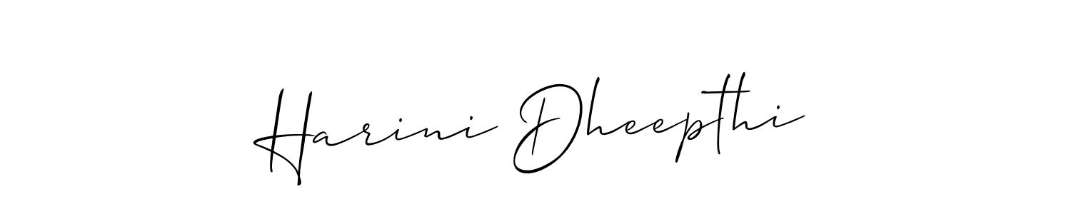 Make a short Harini Dheepthi signature style. Manage your documents anywhere anytime using Allison_Script. Create and add eSignatures, submit forms, share and send files easily. Harini Dheepthi signature style 2 images and pictures png