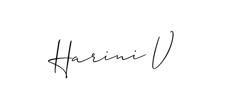 Harini V stylish signature style. Best Handwritten Sign (Allison_Script) for my name. Handwritten Signature Collection Ideas for my name Harini V. Harini V signature style 2 images and pictures png