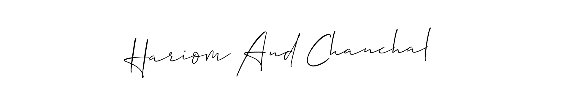 Similarly Allison_Script is the best handwritten signature design. Signature creator online .You can use it as an online autograph creator for name Hariom And Chanchal. Hariom And Chanchal signature style 2 images and pictures png