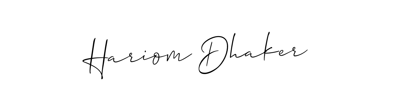 Make a beautiful signature design for name Hariom Dhaker. With this signature (Allison_Script) style, you can create a handwritten signature for free. Hariom Dhaker signature style 2 images and pictures png
