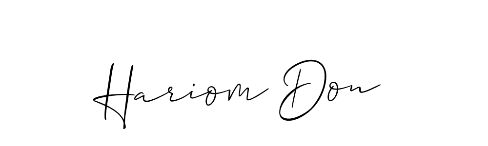 Also You can easily find your signature by using the search form. We will create Hariom Don name handwritten signature images for you free of cost using Allison_Script sign style. Hariom Don signature style 2 images and pictures png