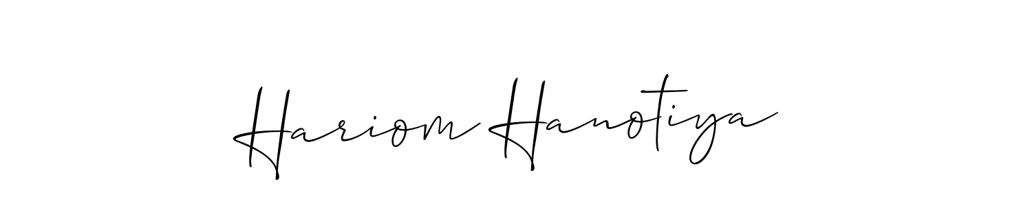 Allison_Script is a professional signature style that is perfect for those who want to add a touch of class to their signature. It is also a great choice for those who want to make their signature more unique. Get Hariom Hanotiya name to fancy signature for free. Hariom Hanotiya signature style 2 images and pictures png