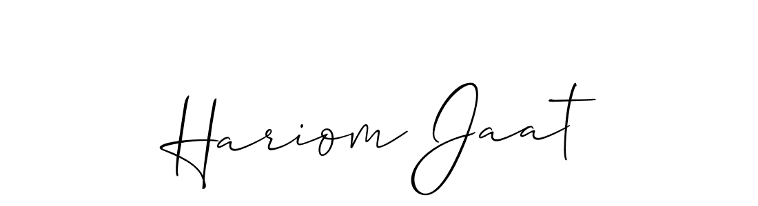 Also You can easily find your signature by using the search form. We will create Hariom Jaat name handwritten signature images for you free of cost using Allison_Script sign style. Hariom Jaat signature style 2 images and pictures png