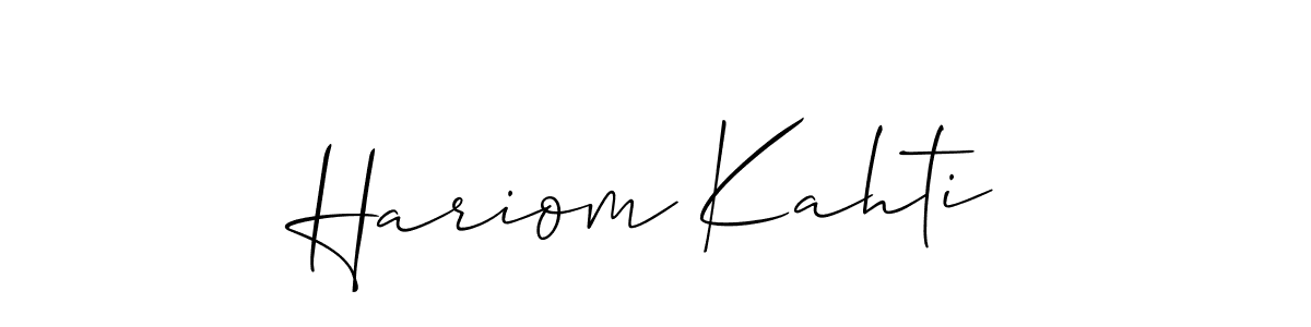 Allison_Script is a professional signature style that is perfect for those who want to add a touch of class to their signature. It is also a great choice for those who want to make their signature more unique. Get Hariom Kahti name to fancy signature for free. Hariom Kahti signature style 2 images and pictures png