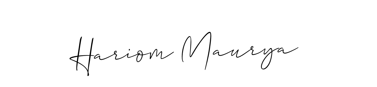 The best way (Allison_Script) to make a short signature is to pick only two or three words in your name. The name Hariom Maurya include a total of six letters. For converting this name. Hariom Maurya signature style 2 images and pictures png