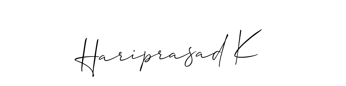 How to make Hariprasad K signature? Allison_Script is a professional autograph style. Create handwritten signature for Hariprasad K name. Hariprasad K signature style 2 images and pictures png