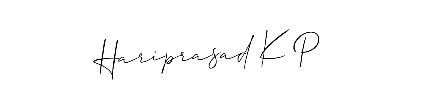 How to make Hariprasad K P signature? Allison_Script is a professional autograph style. Create handwritten signature for Hariprasad K P name. Hariprasad K P signature style 2 images and pictures png