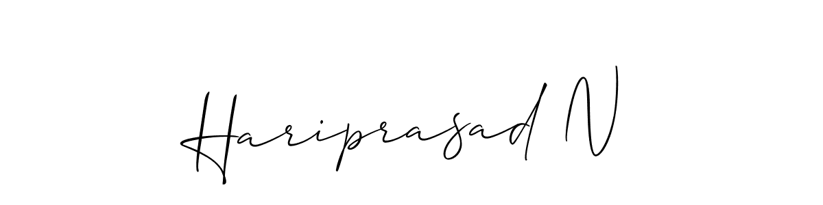 Use a signature maker to create a handwritten signature online. With this signature software, you can design (Allison_Script) your own signature for name Hariprasad N. Hariprasad N signature style 2 images and pictures png