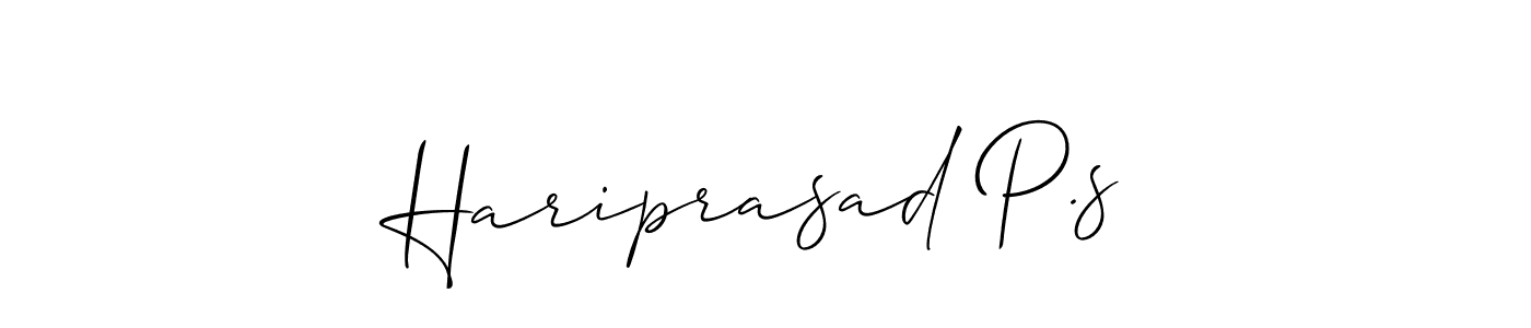 How to make Hariprasad P.s name signature. Use Allison_Script style for creating short signs online. This is the latest handwritten sign. Hariprasad P.s signature style 2 images and pictures png