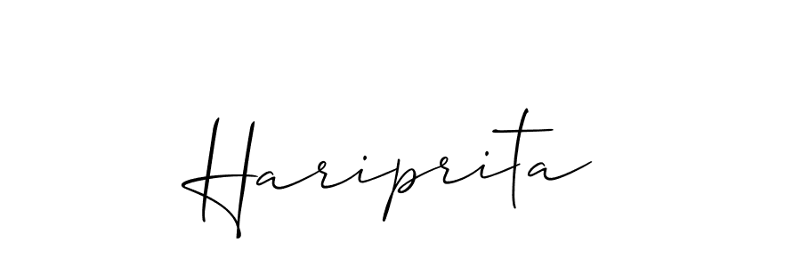 Use a signature maker to create a handwritten signature online. With this signature software, you can design (Allison_Script) your own signature for name Hariprita. Hariprita signature style 2 images and pictures png