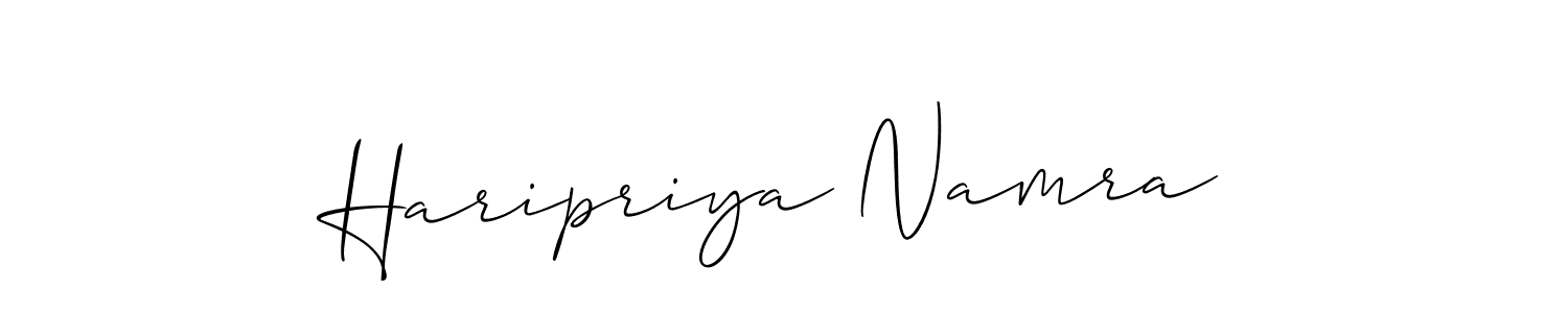 Use a signature maker to create a handwritten signature online. With this signature software, you can design (Allison_Script) your own signature for name Haripriya Namra. Haripriya Namra signature style 2 images and pictures png