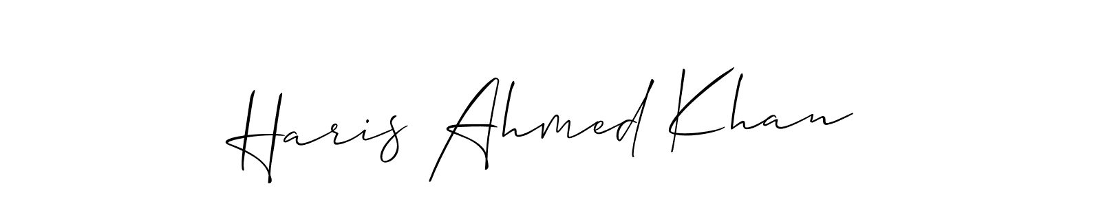 Create a beautiful signature design for name Haris Ahmed Khan. With this signature (Allison_Script) fonts, you can make a handwritten signature for free. Haris Ahmed Khan signature style 2 images and pictures png