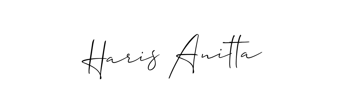 You should practise on your own different ways (Allison_Script) to write your name (Haris Anitta) in signature. don't let someone else do it for you. Haris Anitta signature style 2 images and pictures png