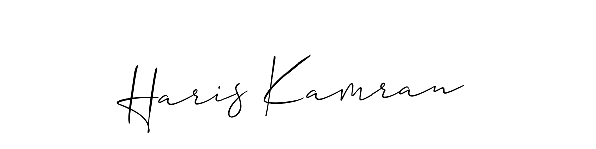 Make a beautiful signature design for name Haris Kamran. With this signature (Allison_Script) style, you can create a handwritten signature for free. Haris Kamran signature style 2 images and pictures png