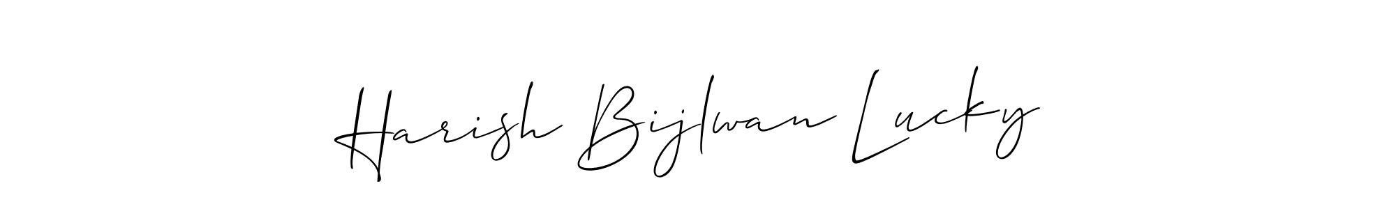 Also we have Harish Bijlwan Lucky name is the best signature style. Create professional handwritten signature collection using Allison_Script autograph style. Harish Bijlwan Lucky signature style 2 images and pictures png