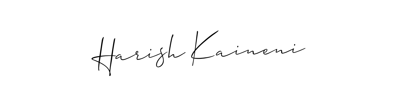 Make a beautiful signature design for name Harish Kaineni. With this signature (Allison_Script) style, you can create a handwritten signature for free. Harish Kaineni signature style 2 images and pictures png