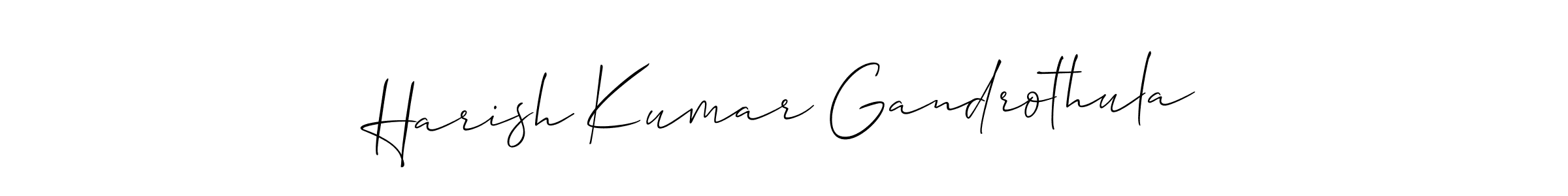 Make a short Harish Kumar Gandrothula signature style. Manage your documents anywhere anytime using Allison_Script. Create and add eSignatures, submit forms, share and send files easily. Harish Kumar Gandrothula signature style 2 images and pictures png