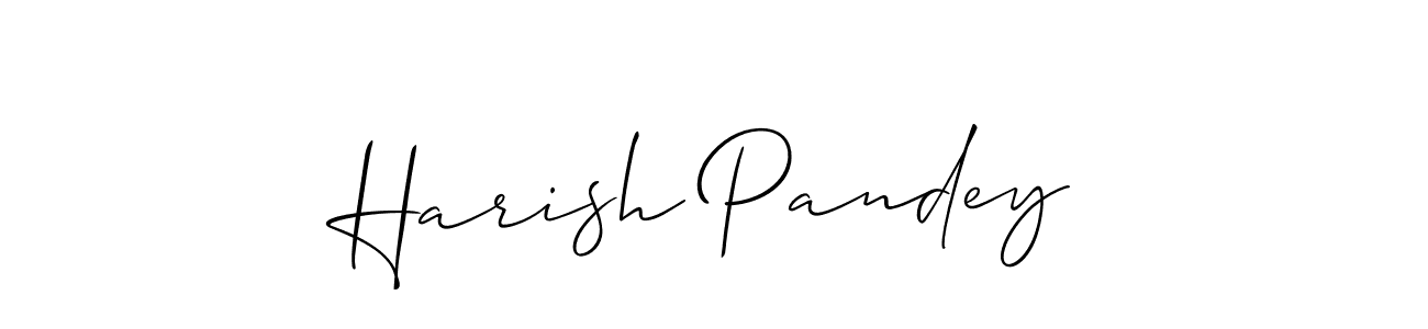How to make Harish Pandey name signature. Use Allison_Script style for creating short signs online. This is the latest handwritten sign. Harish Pandey signature style 2 images and pictures png