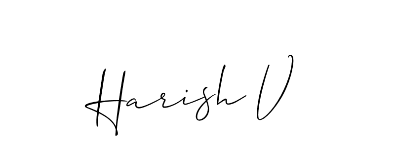 How to make Harish V name signature. Use Allison_Script style for creating short signs online. This is the latest handwritten sign. Harish V signature style 2 images and pictures png