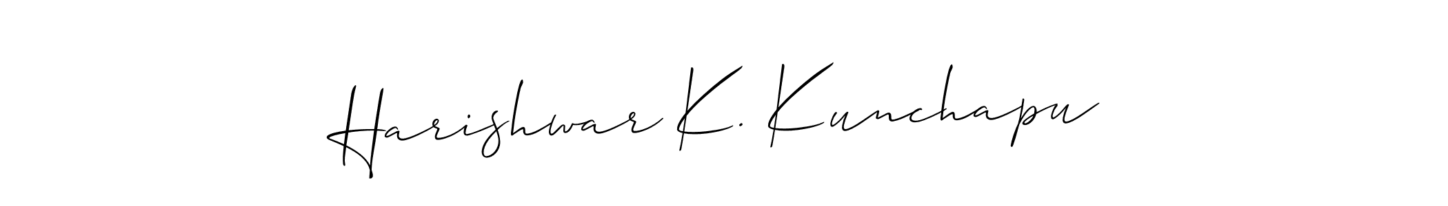 Create a beautiful signature design for name Harishwar K. Kunchapu. With this signature (Allison_Script) fonts, you can make a handwritten signature for free. Harishwar K. Kunchapu signature style 2 images and pictures png