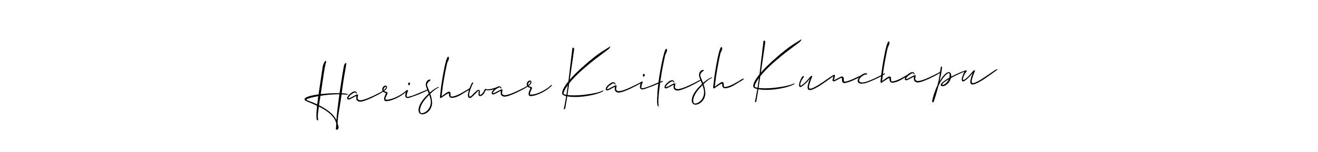 It looks lik you need a new signature style for name Harishwar Kailash Kunchapu. Design unique handwritten (Allison_Script) signature with our free signature maker in just a few clicks. Harishwar Kailash Kunchapu signature style 2 images and pictures png