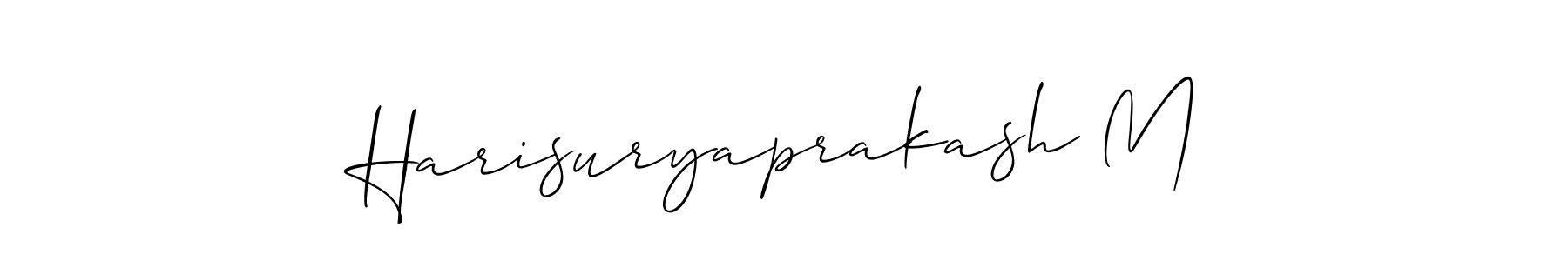 It looks lik you need a new signature style for name Harisuryaprakash M. Design unique handwritten (Allison_Script) signature with our free signature maker in just a few clicks. Harisuryaprakash M signature style 2 images and pictures png