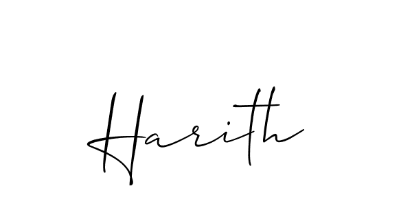 Use a signature maker to create a handwritten signature online. With this signature software, you can design (Allison_Script) your own signature for name Harith. Harith signature style 2 images and pictures png