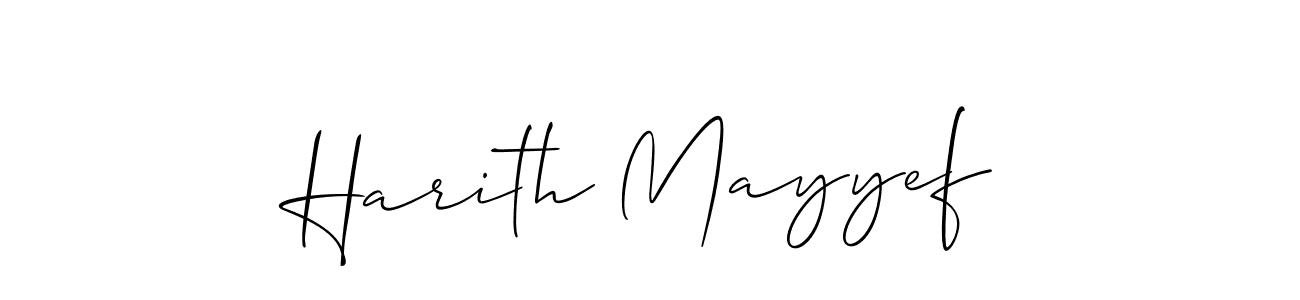 Use a signature maker to create a handwritten signature online. With this signature software, you can design (Allison_Script) your own signature for name Harith Mayyef. Harith Mayyef signature style 2 images and pictures png