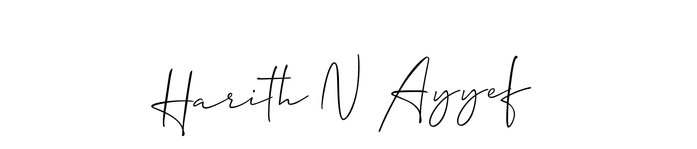 Create a beautiful signature design for name Harith N Ayyef. With this signature (Allison_Script) fonts, you can make a handwritten signature for free. Harith N Ayyef signature style 2 images and pictures png