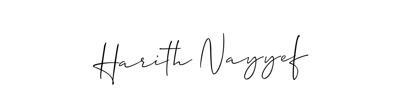 Also we have Harith Nayyef name is the best signature style. Create professional handwritten signature collection using Allison_Script autograph style. Harith Nayyef signature style 2 images and pictures png