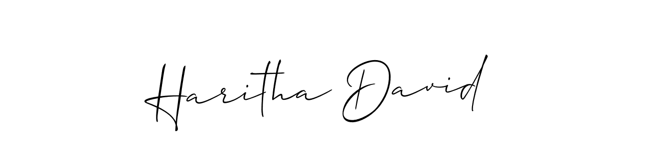 Use a signature maker to create a handwritten signature online. With this signature software, you can design (Allison_Script) your own signature for name Haritha David. Haritha David signature style 2 images and pictures png