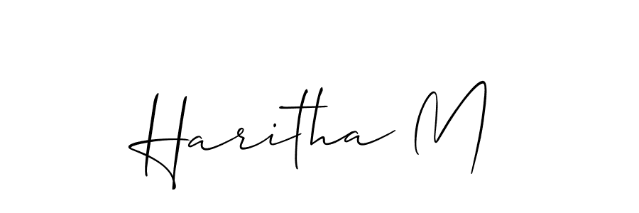 Create a beautiful signature design for name Haritha M. With this signature (Allison_Script) fonts, you can make a handwritten signature for free. Haritha M signature style 2 images and pictures png